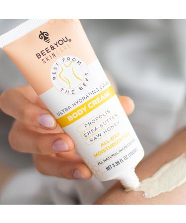 BEE and YOU Ultra Hydrating Body Cream - 100% Natural Moisturizer with Shea Butter Argan Oil & Vitamin B5 for Fast Absorbing Skin Care - 3.38 fl. Oz - Buy Online on GoSupps.com