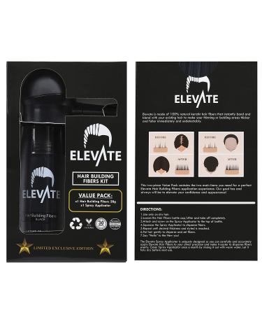 ELEVATE Hair Perfecting 2-in-1 Kit - Natural Hair Thickening Fibers & Spray Applicator Pump | Conceal & Thicken Thinning Hair (Medium Brown & Black) - Buy Online on GoSupps.com
