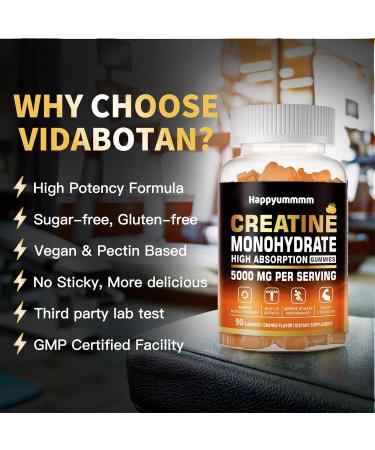 Buy Sugar-Free Creatine Monohydrate Gummies - 5g Chewable Supplement for Men & Women - 180 Orange Gummies (Pack of 2) - International Shipping Available - Buy Online on GoSupps.com