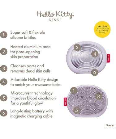 Geske x Hello Kitty Sonic Thermo Facial Brush | 5-in-1 Skin Cleaning & Massage Device | Electric Face Cleaning Brush with Heat Function | Purple - Buy Online on GoSupps.com