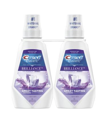 Crest Mouthwash/Mouth Rinse 3D White Brilliance Whitening Alcohol Free Clean Mint 2x1L (33.8 fl oz)
