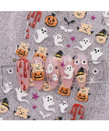 JMEOWIO 3D Embossed Halloween Nail Art Stickers Decals Self-Adhesive 5D Cute Ghost Pumpkin Star Nail Supplies Nail Art Design Decoration Accessories 4 Sheets - Buy Online on GoSupps.com