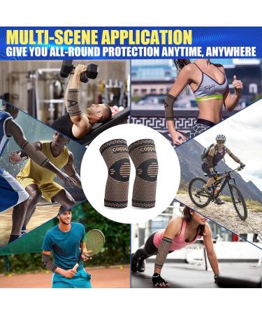 Professional Copper Elbow Bandage - 2 Piece Compression Support for Tendinitis Arthritis & Inflammation - Unisex XL - Buy Online on GoSupps.com