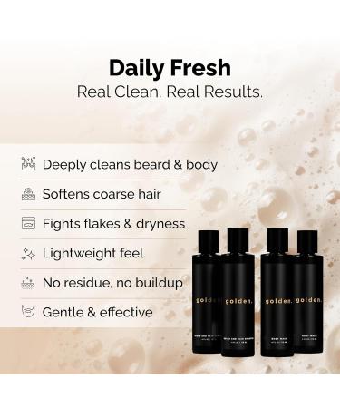 Golden Grooming Co. 3-in-1 Men's Body Wash - Hair & Beard Shampoo - Cleanses Hydrates Softens - Body Wash for All Skin Types - Refreshing Scent - Shower Double Pack | Pack of 4 3-in-1 Men's Body Wash and Beard Shampoo - Buy Online on GoSupps.com