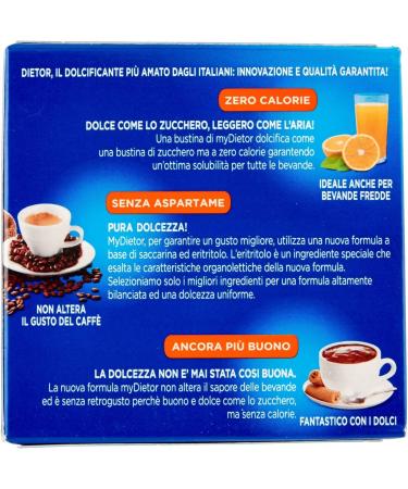 Buy 6x My Dietor Sweetener 32g - 0 Calorie Sugar Substitute 40 Sachets - Italian Eco-Friendly Option for International Shipping - Buy Online on GoSupps.com