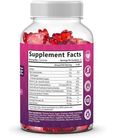 Menopause Relief with Evening Primrose Oil Gummies Supplement Pack of 60 - Supports Hormone Balance & Hot Flash Relief with Starflower Oil & Vitamin C D3 B6 - Bone Health & Immune Support - Buy Online on GoSupps.com