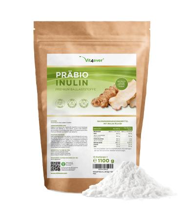 PREBIO INULIN PULVER - 1100 g (1.1 kg) - High fiber content - prebiotic - residue -controlled - origin of Europe - of course from the chicory root - 100% vegan - Buy Online on GoSupps.com