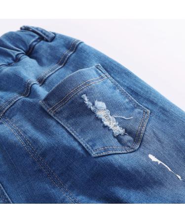 KIDSCOOL SPACE Baby Ripped Jeans | Elastic Waist Distressed Denim Pants | 6-12 Months Blue-2003 - Buy Online on GoSupps.com