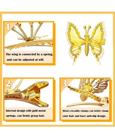 Puniae 3D Metal Butterfly Hair Clips - Set of 12 | Hollow Metallic Hairpins for Women, Girls, Weddings - Buy Online on GoSupps.com