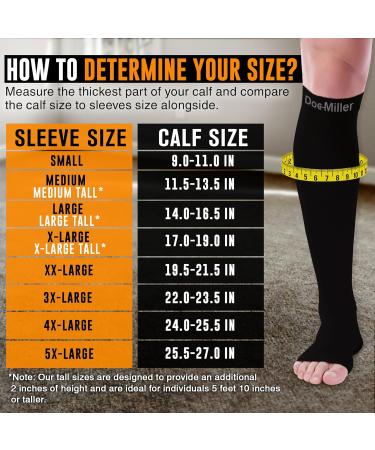 Doc Miller Open Toe Compression Socks 30-40mmHg - Medical Stockings (S-XXXXXL) in Black - 1 Pair for Optimal Support & Comfort - Buy Online on GoSupps.com