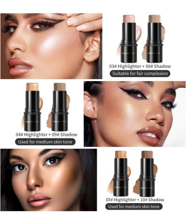 Contouring Stick Probuk Cream Bronzer Highlighter Makeup Stick Highlighter Make-up Stick Contouring Make Up Face Lips Contour Stick On-The-Go Long Lasting and Softness (01#) - Buy Online on GoSupps.com