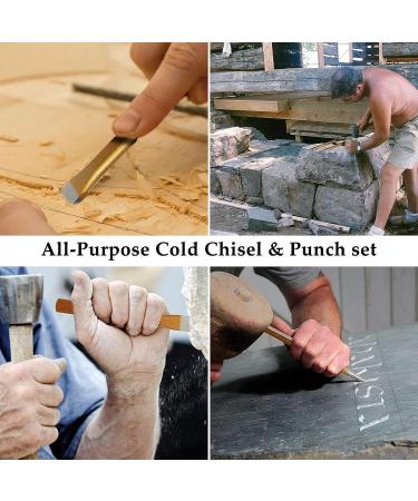 LIVTE 6Pcs Cold Chisel Set  Durable Steel Flat Chisel-Flat Chisel  Cone Chisel  Center Chisel  Cylindrical Chisel with Canvas Bag  Heavy Duty Chisels Set for Brickwork  Concrete  Metal  Stone etc - Buy Online on GoSupps.com