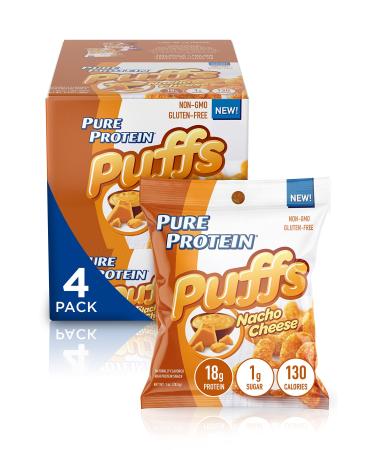 Pure Protein Puffs, High Protein Snack, 18G Protein, Nacho Cheese, 4 Pack 4 Count Nacho Cheese