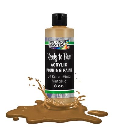 Pouring Masters 24 Karat Gold Metallic Acrylic Ready to Pour Pouring Paint   Premium 8-Ounce Pre-Mixed Water-Based - For Canvas  Wood  Paper  Crafts  Tile  Rocks and more 24 Karat Gold Metallic 8 Fl Oz