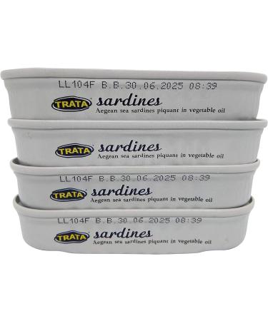 Trata Greek Sardines Piquant in Oil | Traditional Seafood Appetizer | Loaded with Important Nutrients & Omega-3 | Net Weight 400g (4x100g). - Buy Online on GoSupps.com