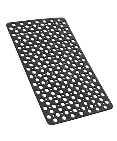 YINENN Bath Shower Mat Non Slip with Suction Cups, TPE Shower Safety Mat and Phtahlate Latex Free, Machine Washable Bath Mat for Tub, Soft Bathroom Mats with Drain Holes 30 x 17 Inch, Black