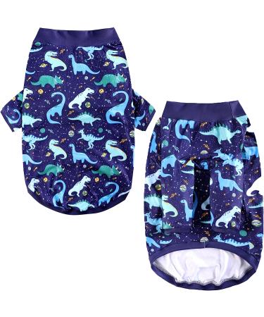 3XL Navy Dinosaur Printed Dog T-Shirt for Large Dogs | Soft Pet Pajamas - Buy Online on GoSupps.com