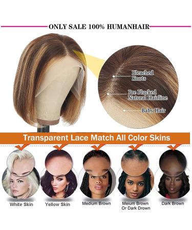 MILLYSHINE Omber Honey Blonde Bob Wig 12 Inch | 13x4 Frontal Lace Human Hair Wig - Buy Online on GoSupps.com