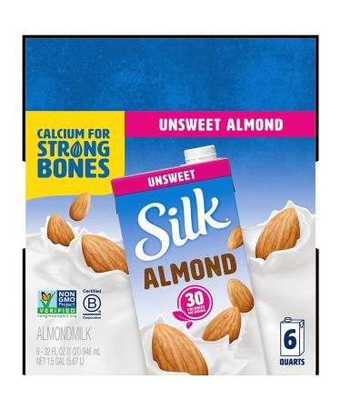Silk Shelf-Stable Almond Milk - Unsweetened, Dairy-Free, Vegan, Non-GMO - 1 Quart (Pack of 6) - Buy Online on GoSupps.com