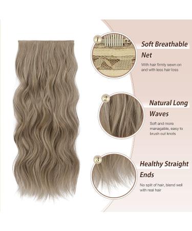 Feshfen Clip-In Hair Extensions | 4PC Synthetic Corrugated Ash Brown & Light Blonde Wavy 50cm | Women's Hair Enhancements - Buy Online on GoSupps.com