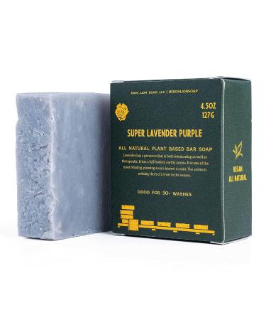 Iron Lion Soap SUPER LAVENDER PURPLE Organic  Vegan  All Natural  Plant Based Bar Soap for Body  Face  Hands  and Bath