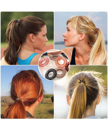 KANPRINCESS Spiral Hair Ties Set - 27 PCS No Crease Coil Phone Cord Hair Ties for Thick Hair - Women Ponytail Holder Elastics - Buy Online on GoSupps.com