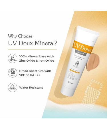UV Doux SPF 50 PA+++ Mineral Sunscreen Gel - Tinted Water-Resistant UVA/UVB Protection for All Ages | 50g - Buy Online on GoSupps.com