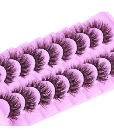 Brown Lashes Natural False Eyelashes 16mm D Curl Russian Strip Lashes That Look Like Extensions Wispy Fluffy Cat Eye Fake Lashes Pack 3D Volume Pestanas Postizas Naturales 9 Pairs by Goddvenus B-brown strip lashes - Buy Online on GoSupps.com