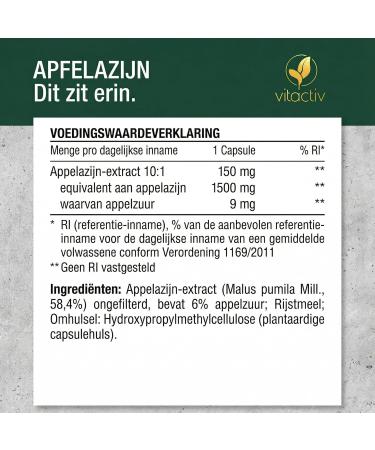 Vitactiv Natural Nutrition VITACTIV Apple cider vinegar capsules high dose 90 pieces 150 mg apple cider vinegar extract 1500 mg powder only 1 capsule per day Apple Cider Vinegar Capsules with vinegar nut vegan without - Buy Online on GoSupps.com