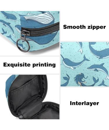 Shop Women's Bands Storage Bag & Menstrual Cup Pocket - Big Capacity Makeup Organizer with Whales Mermaids & Dolphins Designs - Buy Online on GoSupps.com