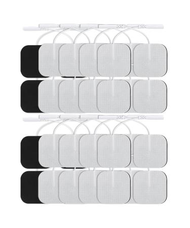 TENS Unit Replacement Pads 5x5CM Self-Adhesive Electrodes 40PCS Reusable Square Tens Electrode Pads with 2mm Connector Compatible with Most Tens Self-Adhesive TENS Pads for Electrotherapy 40 PCS White 1