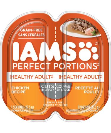 IAMS Perfect PORTIONS Healthy Adult Wet Cat Food Cuts in Gravy - Chicken Flavour 75g Tray Orange & Perfect PORTIONS Healthy Adult Grain Free* Wet Cat Food Pate 2.6 oz. Easy Peel Twin-Pack Trays Cat Food + Cat Food 2.6 oz - Buy Online on GoSupps.com