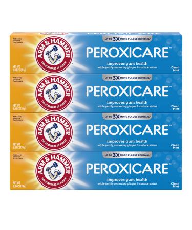 Arm & Hammer Peroxicare Toothpaste, Clean Mint Flavor, Improves Gum Health, 6.0oz (4-Pack) 6 Ounce (Pack of 4)