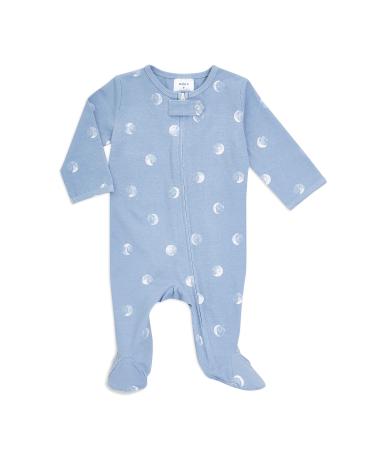 aden + anais Baby Comfort Knit Footie One Piece Newborn & Infant Long Sleeve Onesie Super Soft Cotton Rich Bodysuit with Zip for Babies 0-3 Months Blue Moon