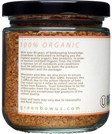 GREENBOW Organic Bee Pollen - 100% USDA Certified Pure & Natural Superfood - 155g (5.5 oz) - Non-GMO, Kosher & Gluten Free - Buy Online on GoSupps.com