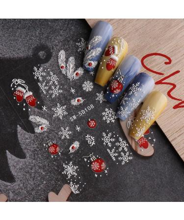 JMEOWIO 3D Embossed Christmas Nail Art Stickers Decals Self-Adhesive 5D White Snowflake Winter Holiday Nail Supplies Nail Art Design Decoration Accessories 4 Sheets - Buy Online on GoSupps.com