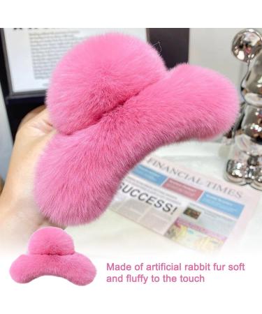 Large Fluffy Plush Hair Claw Clip for Women Winter Fluffy Fuzzy Hair Clips Non-slip Hair Jaw Clips Barrettes for Thick Long Hair - Buy Online on GoSupps.com