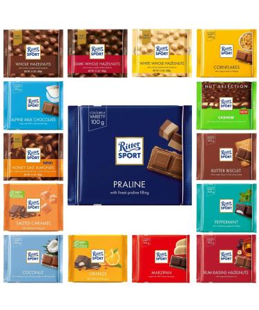 Ritter Sport Chocolate Pick N Mix - Create Custom Chocolate Combo with 14+ Flavours | Whole Hazelnuts Orange Alpine Praline | 2 Pack - Perfect Chocolate Gift Set for Chocolate Lovers Pack of 2