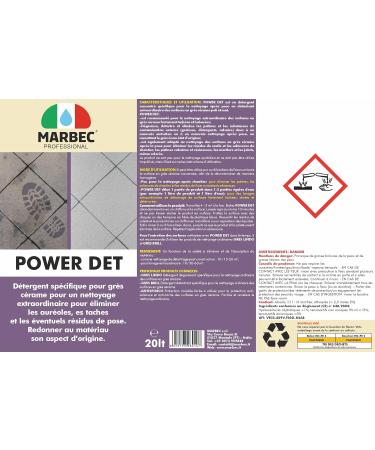 MARBEC POWER DET 20LT Porcelain stoneware detergent for extraordinary cleaning to remove halos stains and possible residues from installation. - Buy Online on GoSupps.com