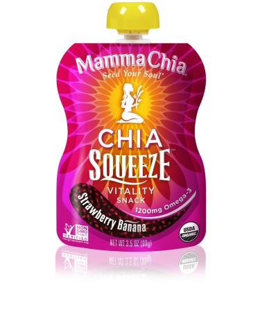 Mamma Chia Organic Chia Squeeze Vitality Snack Strawberry Banana 8 Squeezes 3.5 oz (99 g) Each