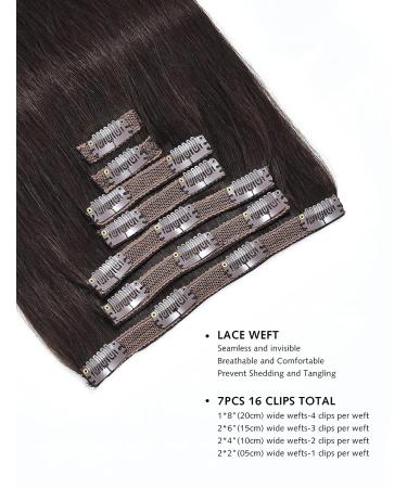 Yamel Remy Clip in Human Hair Extensions 10 Inch Dark Brown - 7Pcs 16 Clips (Pack of 1) - Buy Online on GoSupps.com