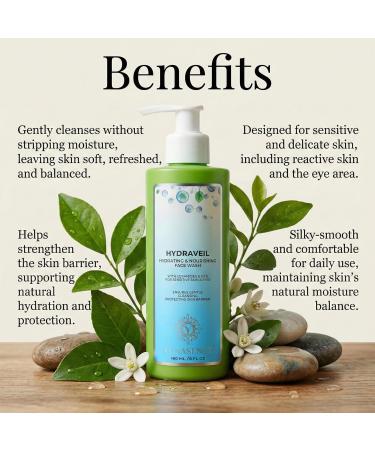 Yunasence HYDRAVEIL Hydrating and Nourishing Face Wash with Ceramides & Silk 6oz. For Sensitive Reactive Skin and Eyes. Super Gentle Skin Barrier Support. - Buy Online on GoSupps.com