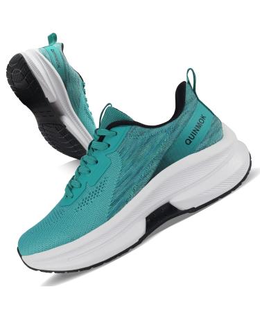QUINMOK Womens Walking Shoes Non-Slip Tennis Sneakers Mesh Athletic Running Shoes 9 6-lake Blue