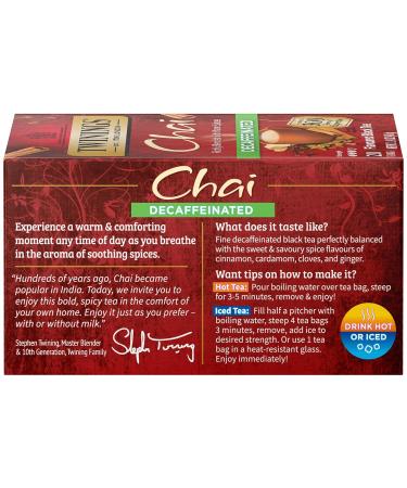 Shop Twinings Decaffeinated Chai Tea Bags - 20 Count (Pack of 6) | Sweet Spices for Hot or Iced Enjoyment | International Shipping Available - Buy Online on GoSupps.com