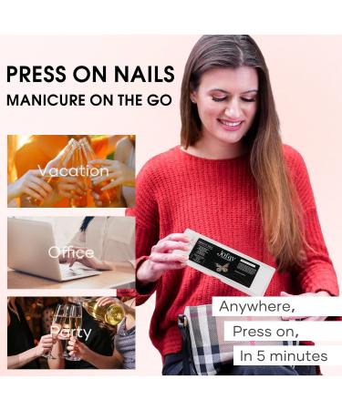 240 Pcs Press On Nails Short Acrylic Nail Tips with Glue | Classic Solid & French Designs | Salon Quality Artificial Nails - TZ10-16 - Buy Online on GoSupps.com