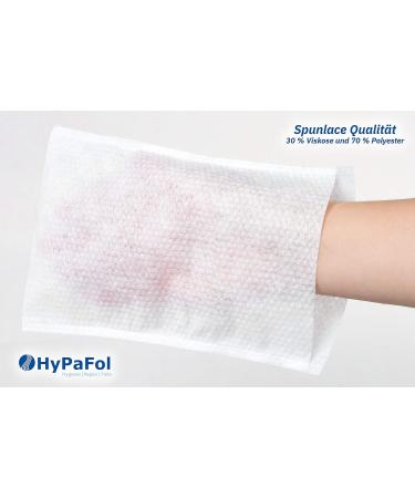 Hypafol Single-Wash Gloves 500 pcs | Skin-Friendly Disposable Flaps for Babies & Adults | 15x23cm Tear-Resistant Fabric - Buy Online on GoSupps.com