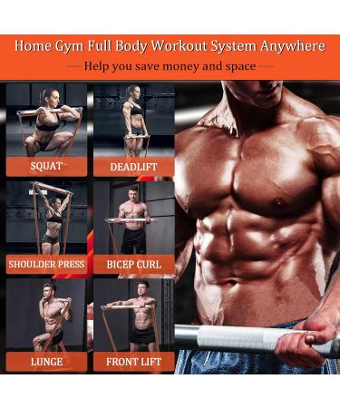 Portable Heavy-Duty Home Gym Resistance Band Bar Set | 4 Stackable Bands | Full Body Exercise Kit | 500LBS Capacity 90cm Bar & Workout Guide - Buy Online on GoSupps.com