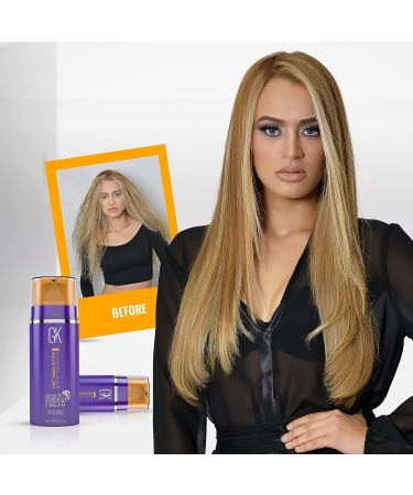 GK HAIR Global Keratin Bombshell Purple Leave In Cream - 3.4 Fl Oz/100ml | Conditioning Treatment for Blonde Hair, Controls Frizz, Removes Brassiness - Buy Online on GoSupps.com