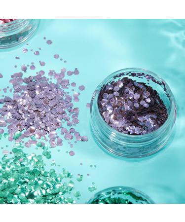 Biodegradable Eco-Glitter | Moon Glitter | 100% Organic Cosmetic Glitter Set (6x3g) with Fixation Gel | Face Body Nails Hair Lips - Buy Online on GoSupps.com