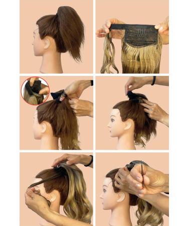 CAISHA 16" Hairpiece Clip On Ponytail Extension Slight Wavy With Self-adhesive Closure Blonde Highlights HCK204 blonde highlights #24H613 HCK204 - Buy Online on GoSupps.com